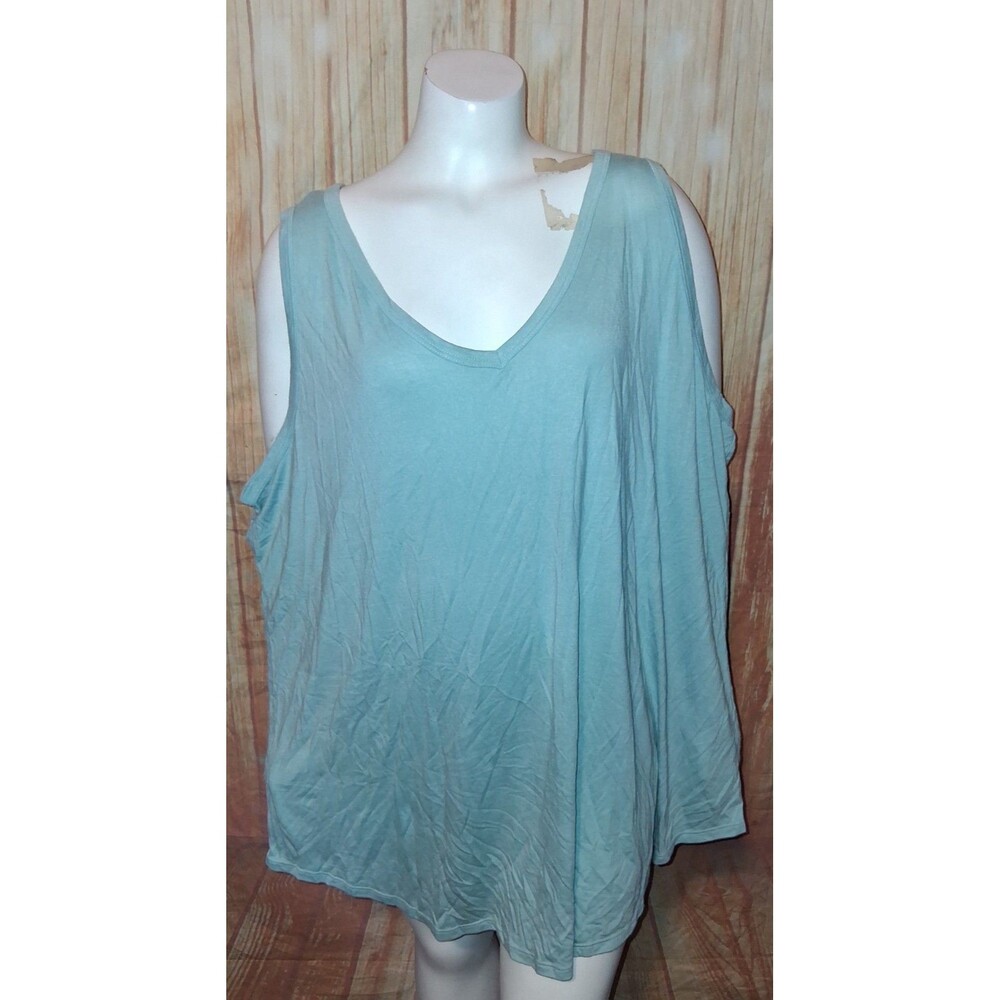 ANA Light Blue Sleeveless Vneck Blouse Sz 3X